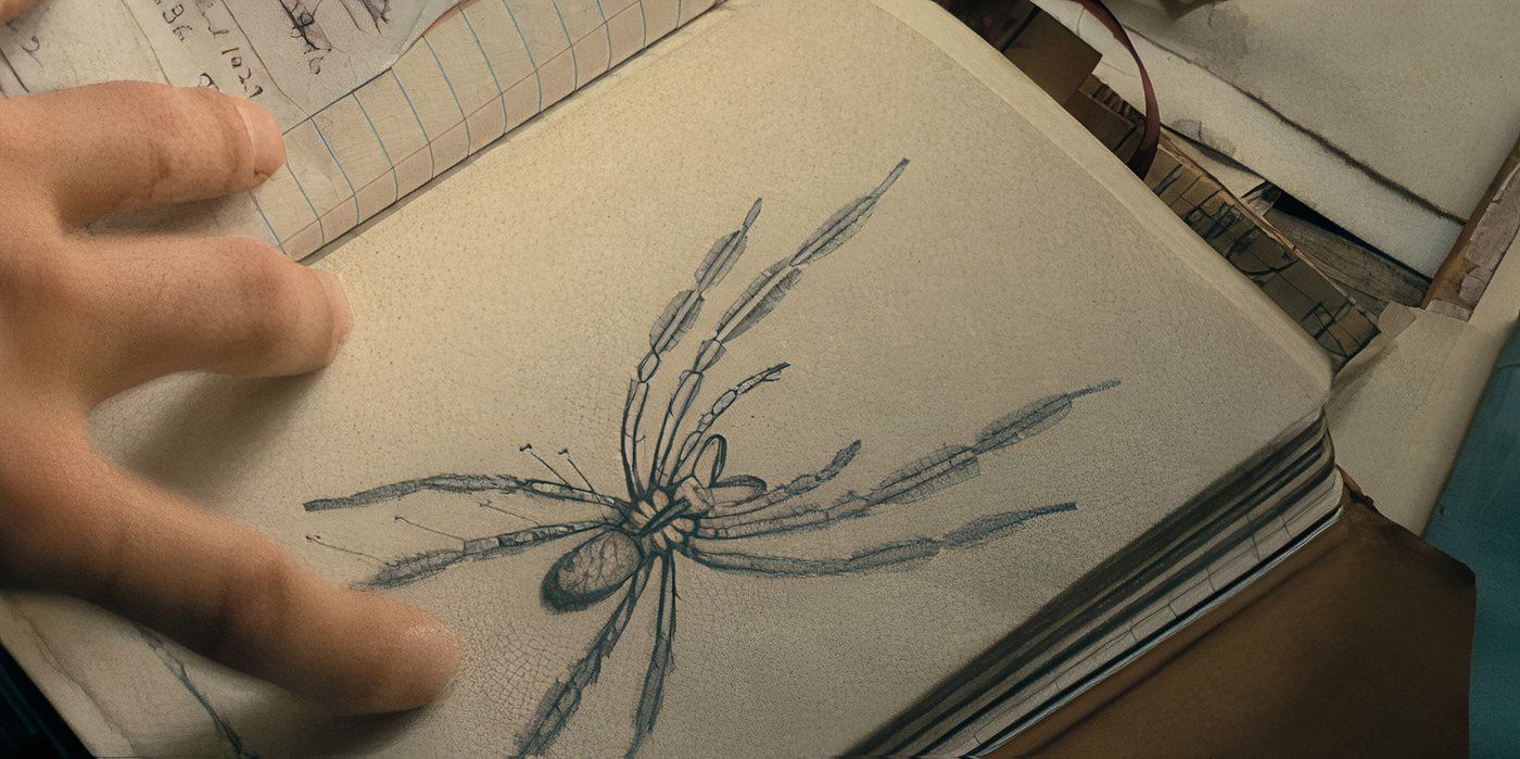 An illustration of a spider in a book in Madame Web