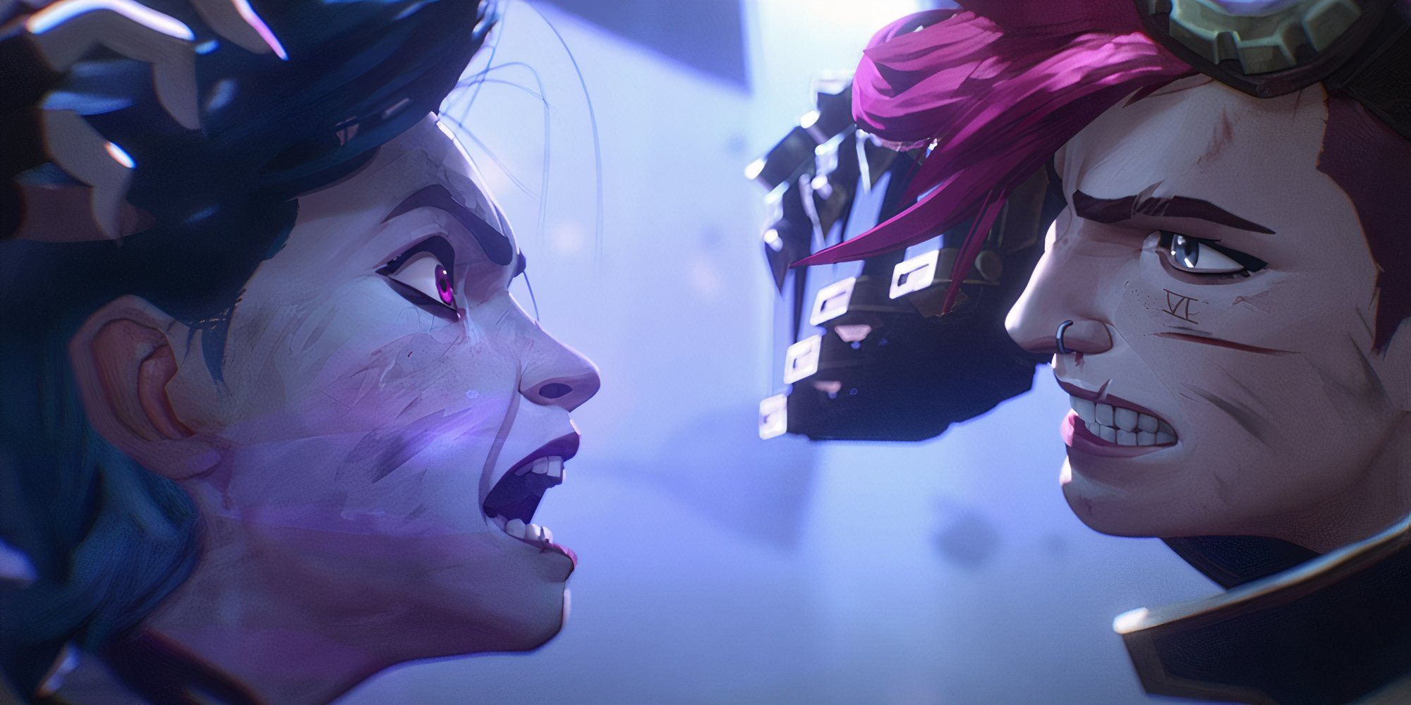 Jinx and Vi looking angry and ready to come to blows in Arcane Season 2 