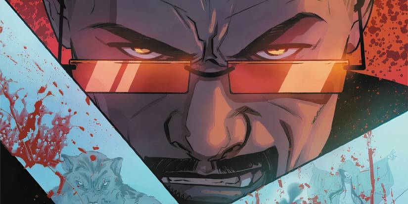 Blade smiling and holding swords in Marvel comics