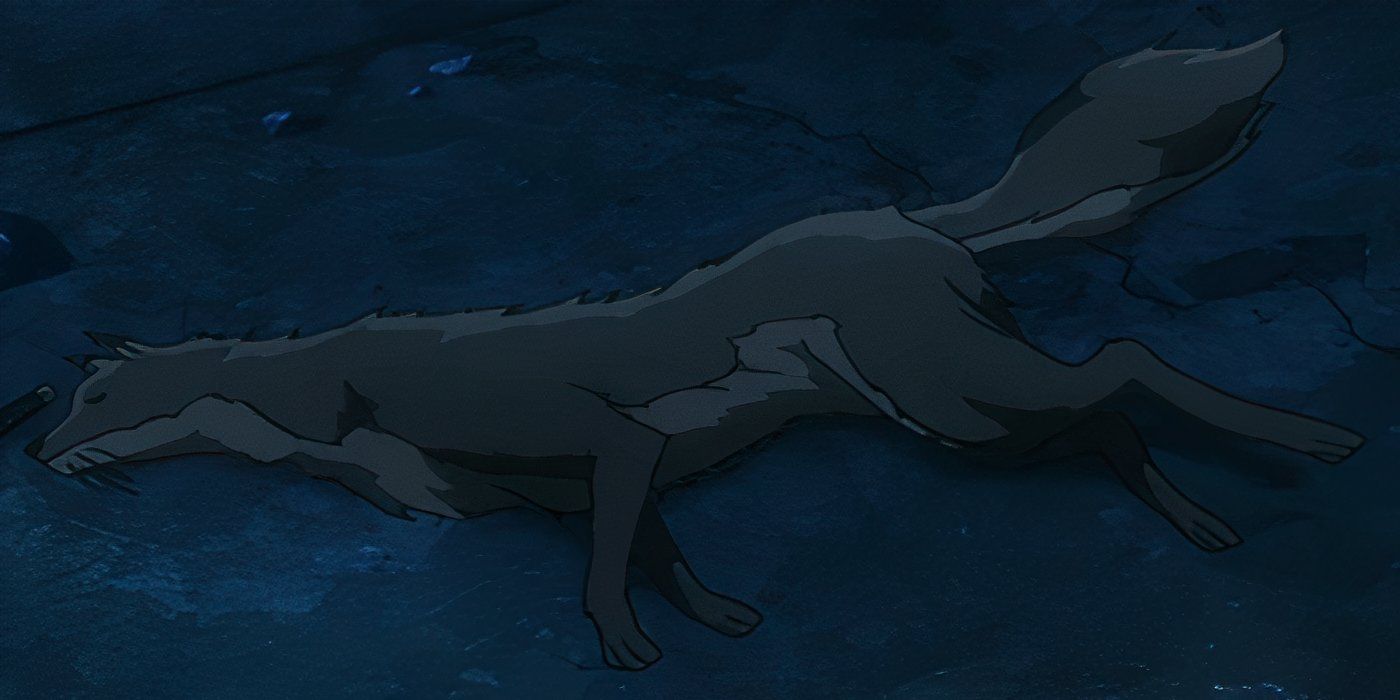 Komamura após ser transformado em lobo