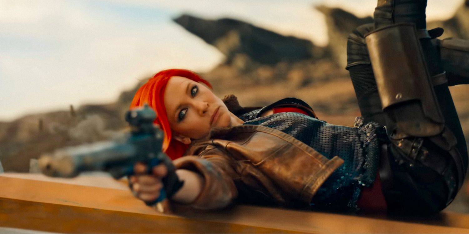 Lilith (Cate Blanchett) aiming a weapon in Borderlands