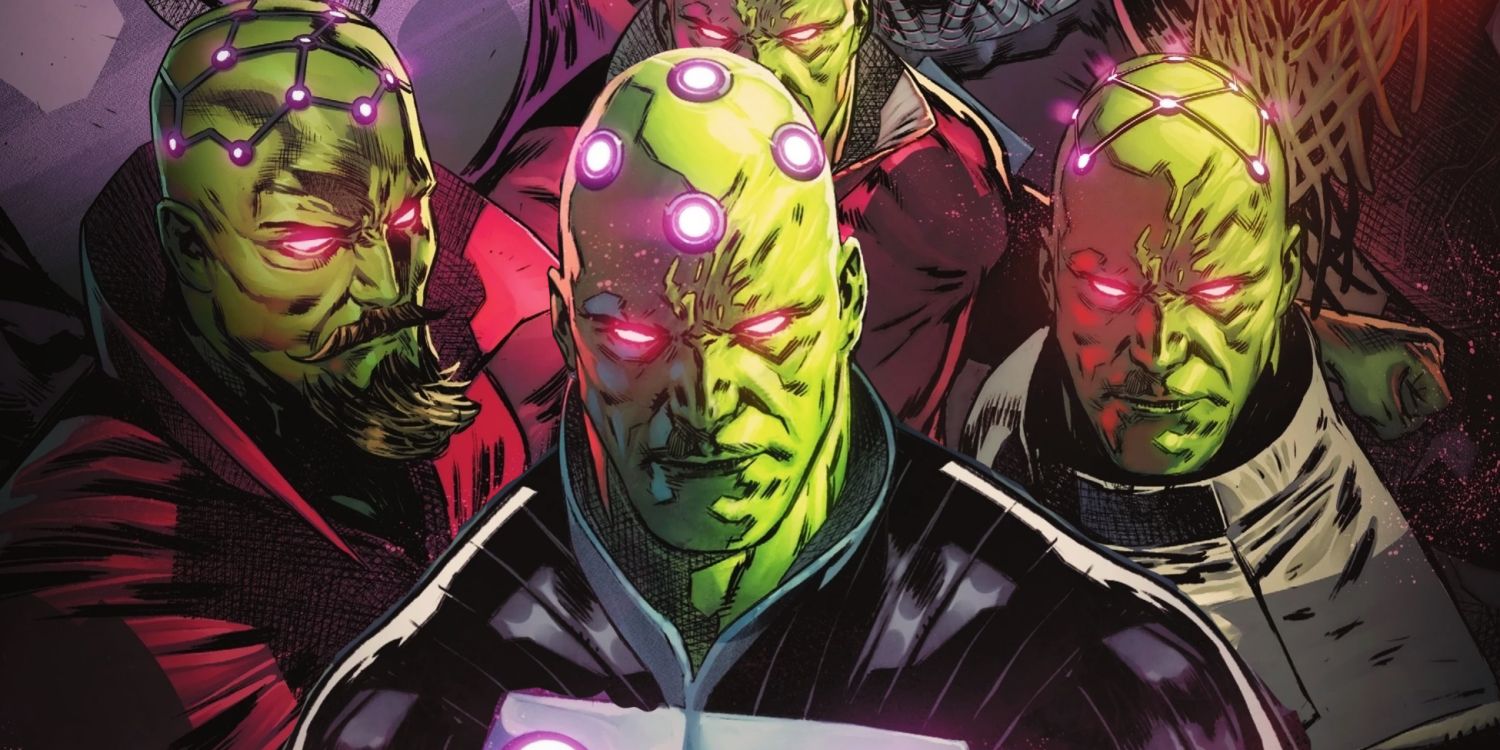 Brainiac Variants in Council of Light from DC Comics Art