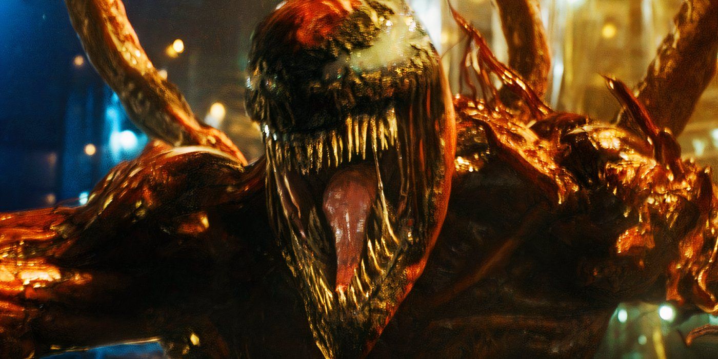 Carnage opening his mouth in Venom Let There Be Carnage