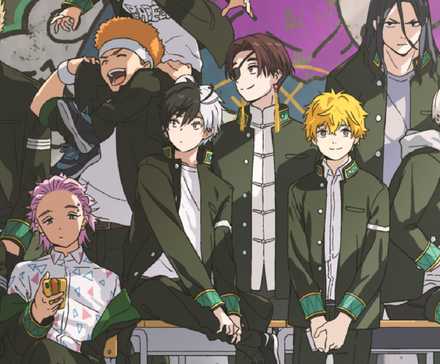 Актеры сериала "Wind Breaker" в классе, все очень близко, в школьной форме.