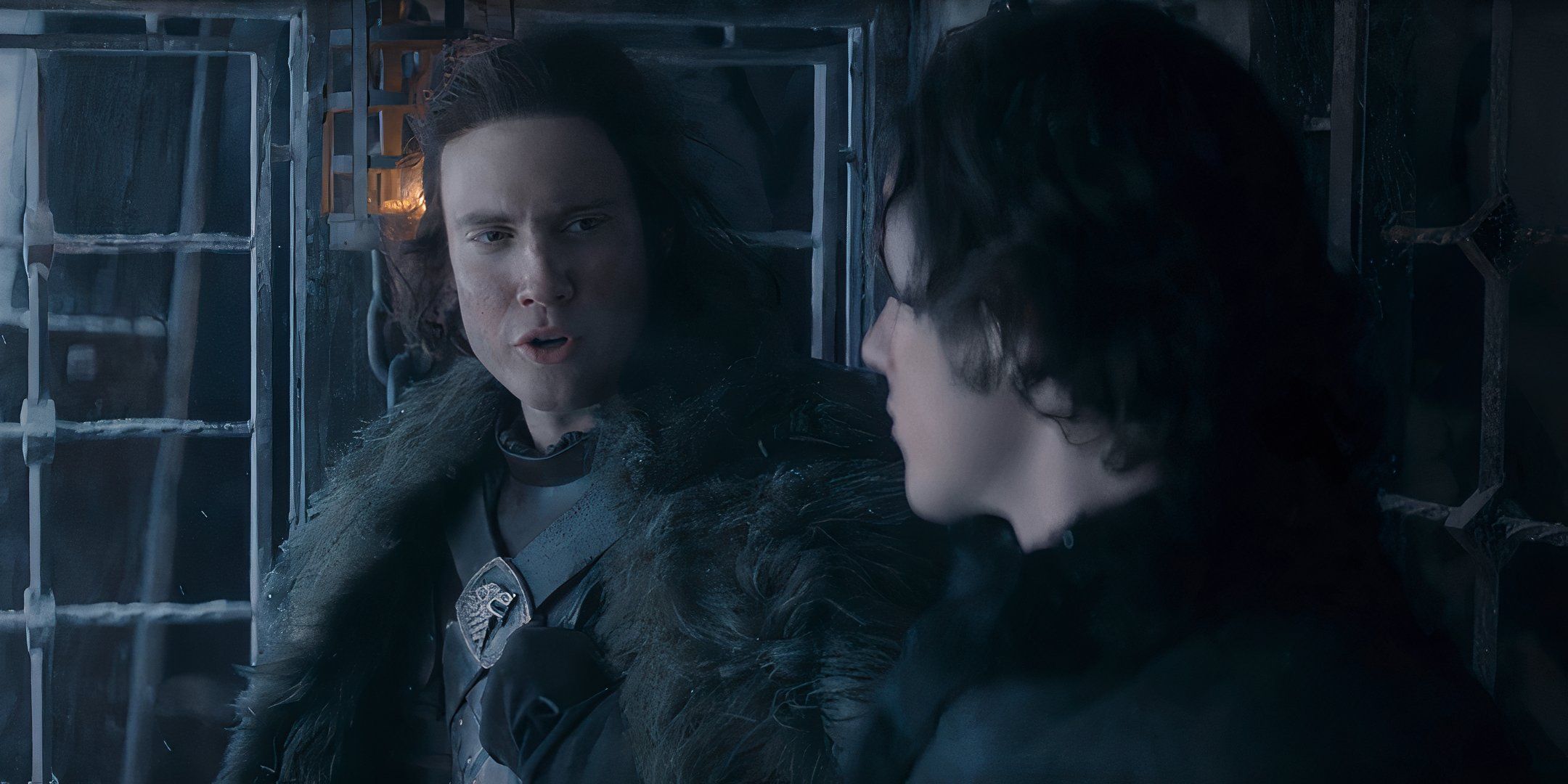 Cregan Stark speaking to Jacaerys Velaryon at the Wall in House of the Dragon season 2