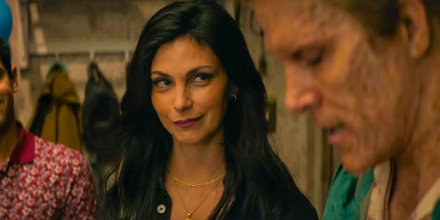 Vanessa (Morena Baccarin) looking lovingly at Wade Wilson (Ryan Reynolds) in Deadpool & Wolverine 