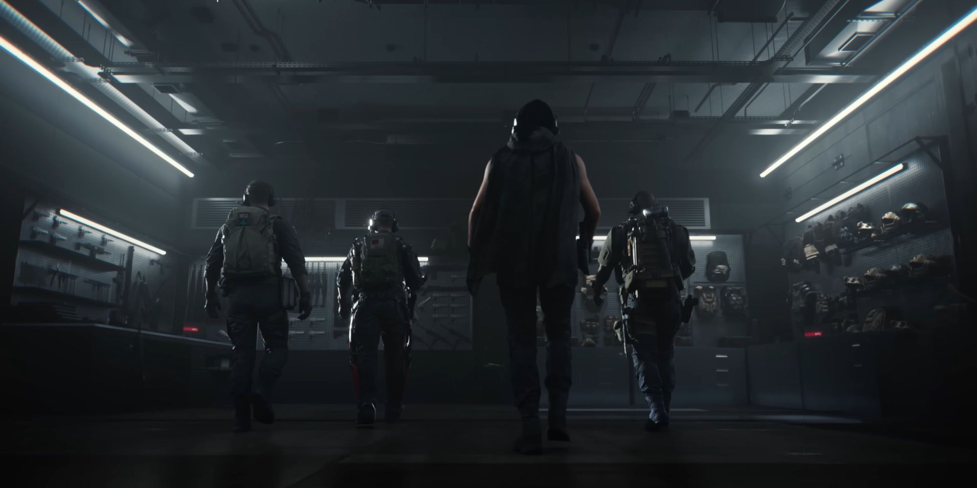 Four characters in Delta Force: Hawk Ops walking away from the camera.