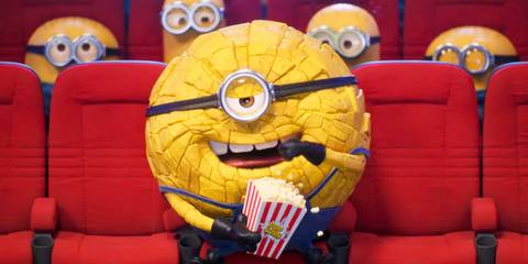Mega Minion Jerry eating popcorn in Despicable Me 4