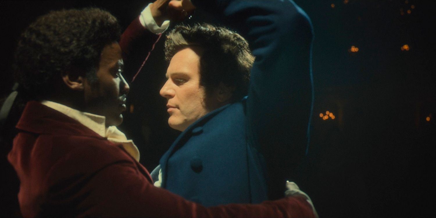 The Doctor (Ncuti Gatwa) and Rogue (Jonathan Groff) dancing at the ball in Doctor Who season 14 episode 6