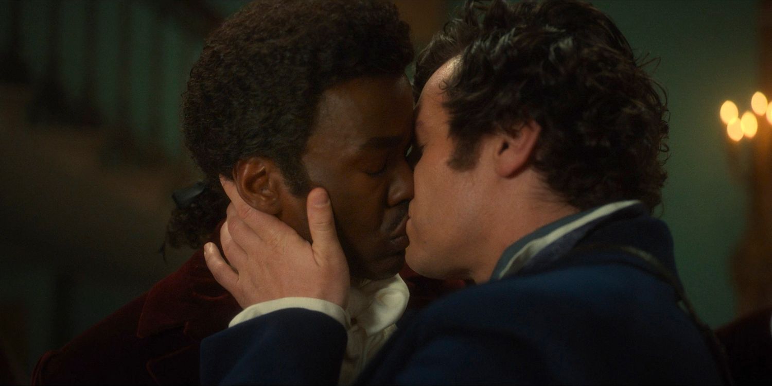 The Doctor (Ncuti Gatwa) and Rogue (Jonathan Groff) kissing in Doctor Who season 14 episode 6