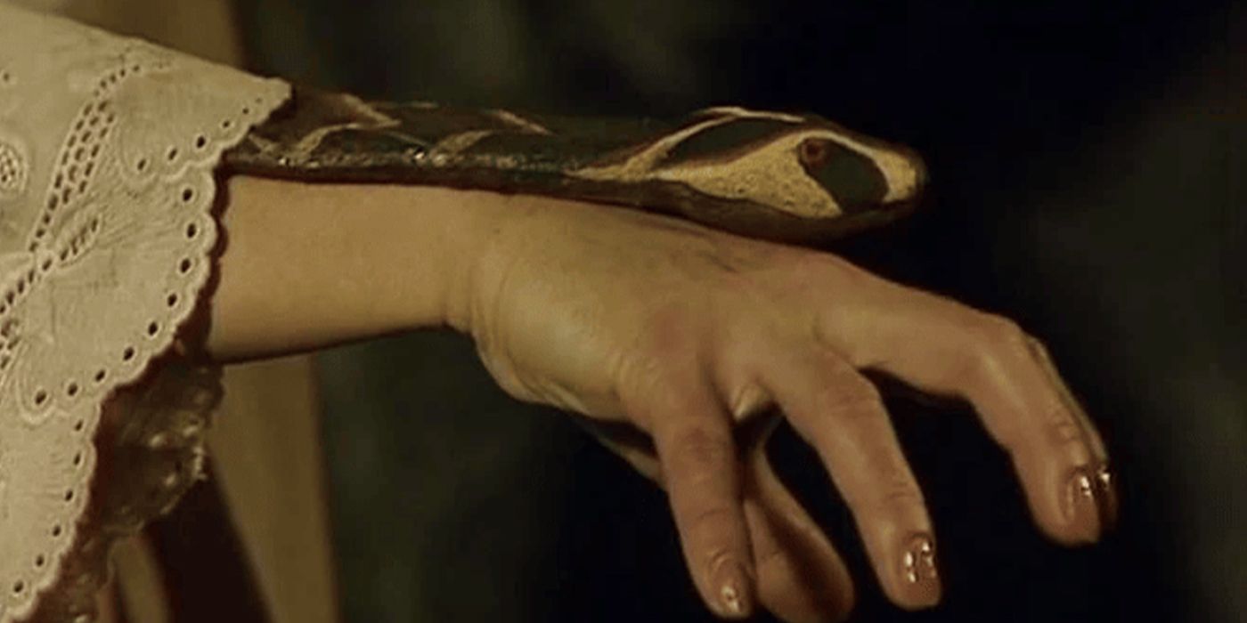 The Mara's snake crawling down an arm in Doctor Who.