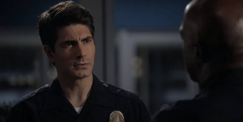 Doug Stanton (Brandon Routh) staring at Jackson (Titus Makin Jr) angrily in The Rookie.