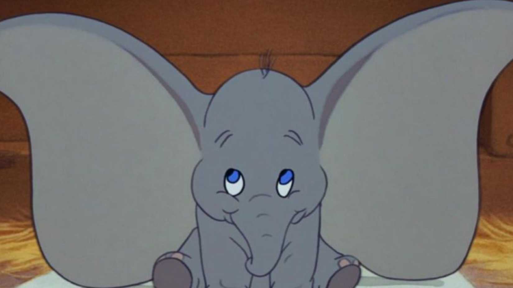 Dumbo smiles with his ears out in Dumbo