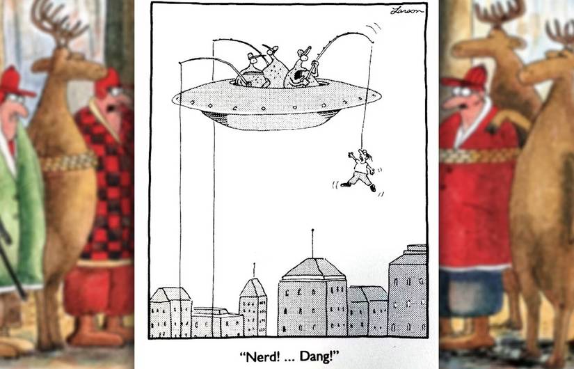 far side comics where aliens are fishing for nerds