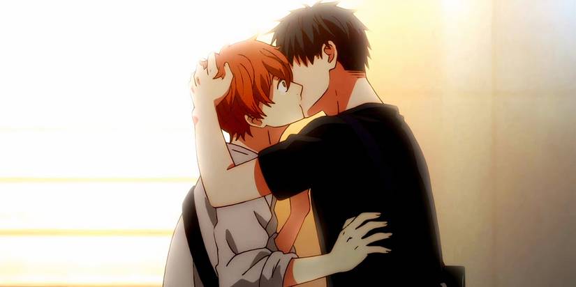 Given anime main couple kiss