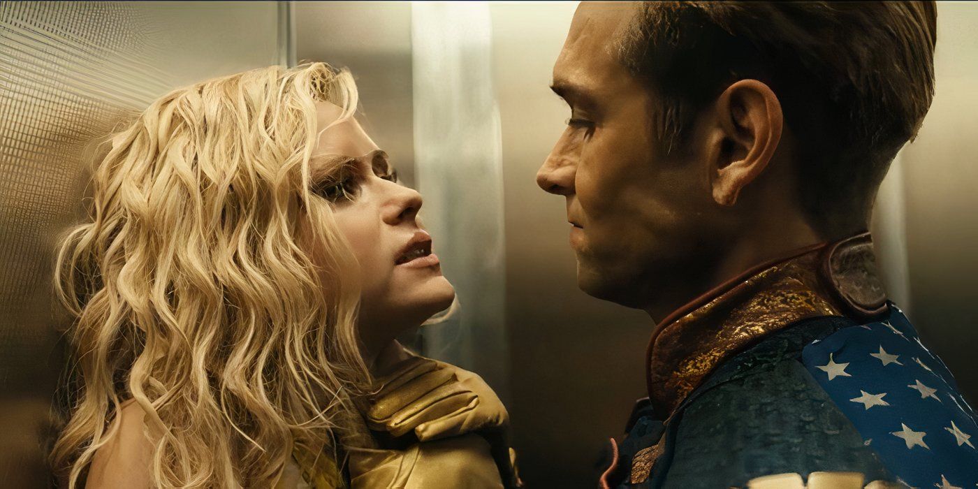 Antony Starr as Homelander choking Erin Moriarty as Starlight in The Boys