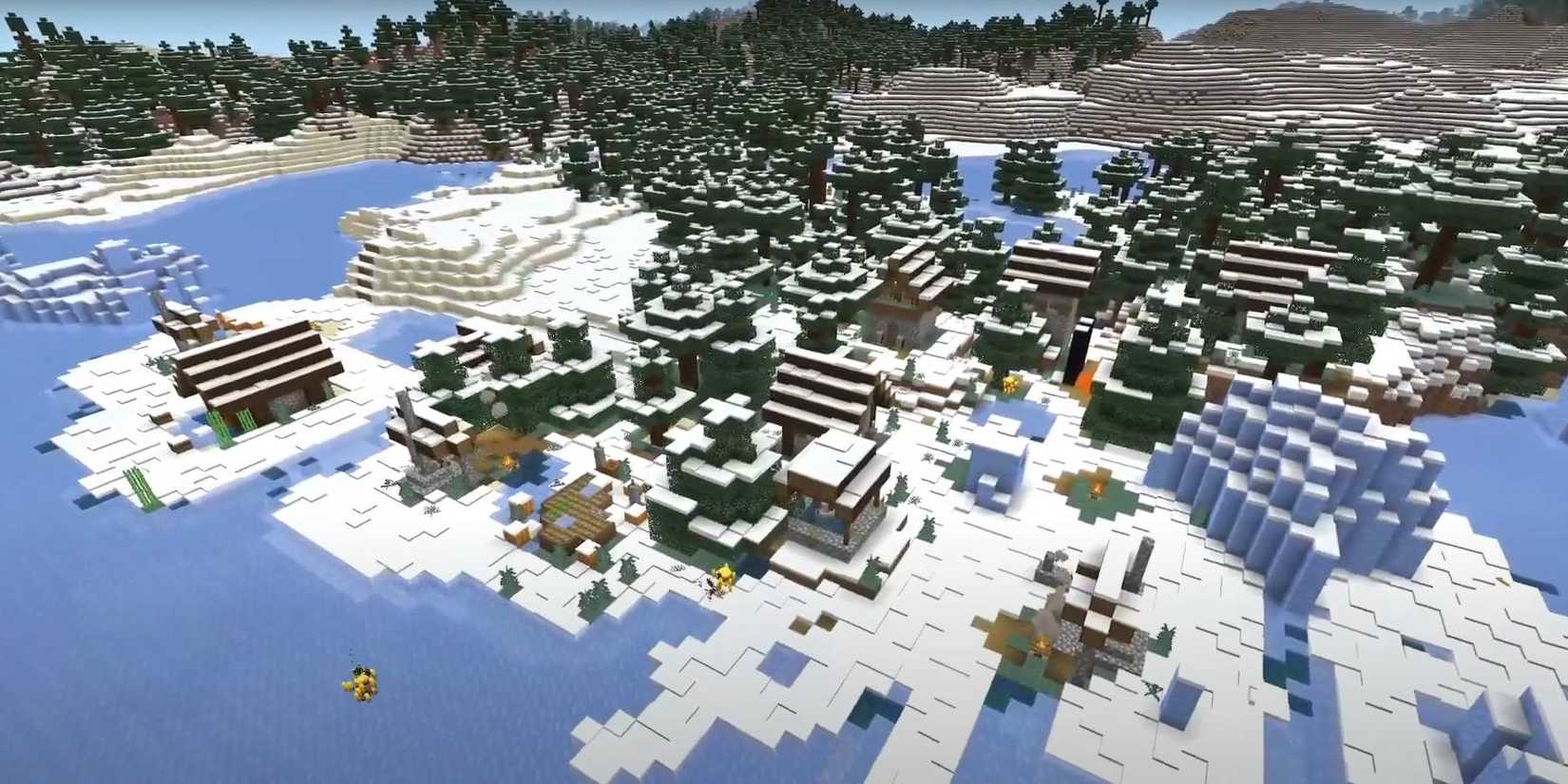 Minecraft Taiga Forest Village from Ice Age End Portal early End Portal world seed