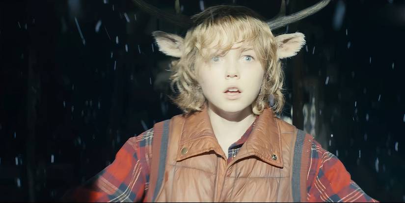 Lichter leuchten auf einen verängstigten Gus in „Sweet Tooth“.