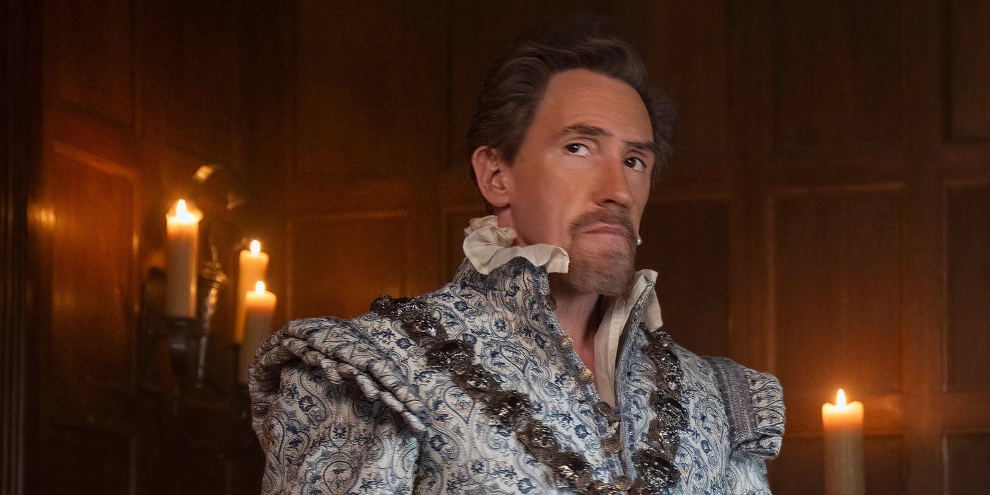 Rob Brydon as Lord Dudley looking annoyed in My Lady Jane