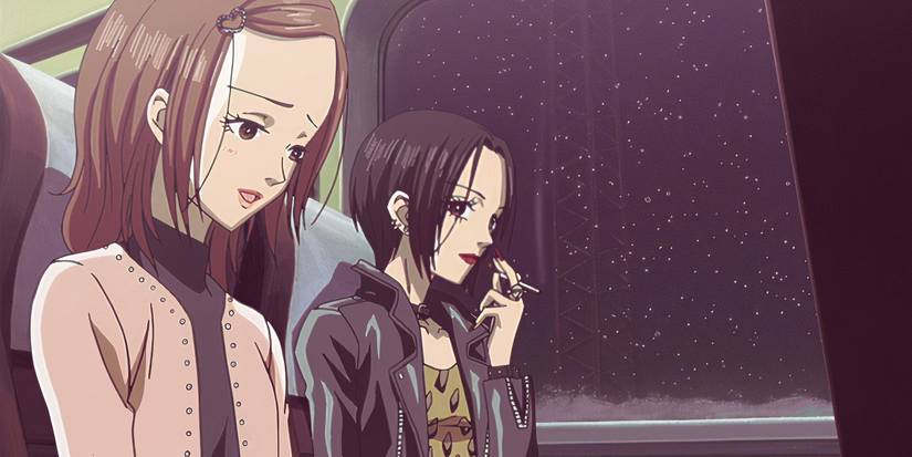 Nana Osaki and Nana Komatsu when they first meet on the train to Tokyo