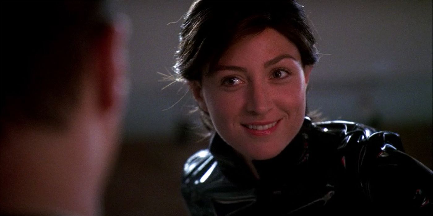 A close up of Kate Todd talking to McGee in NCIS