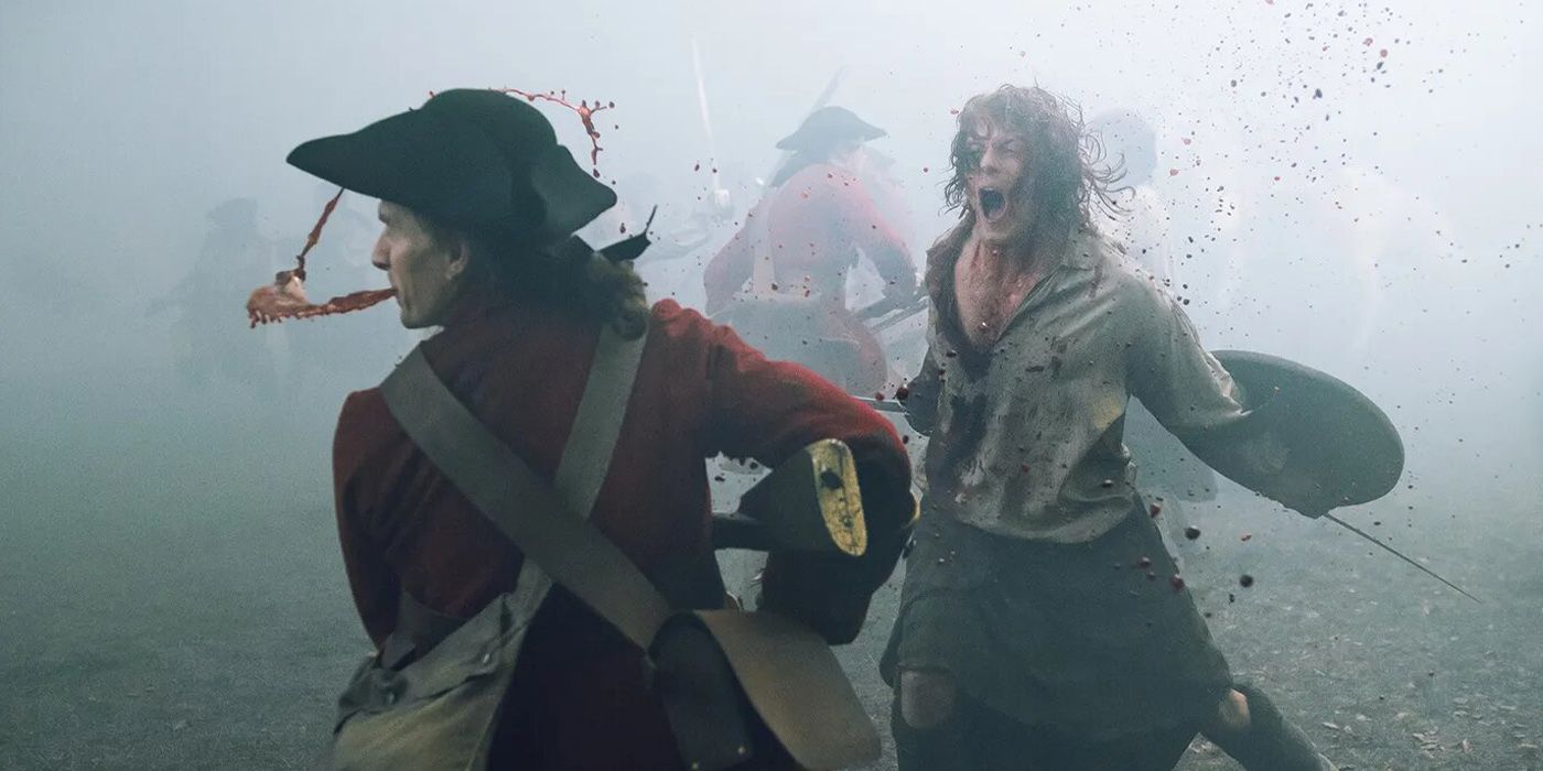 Jamie brutally attacks a solider in Outlander season 7