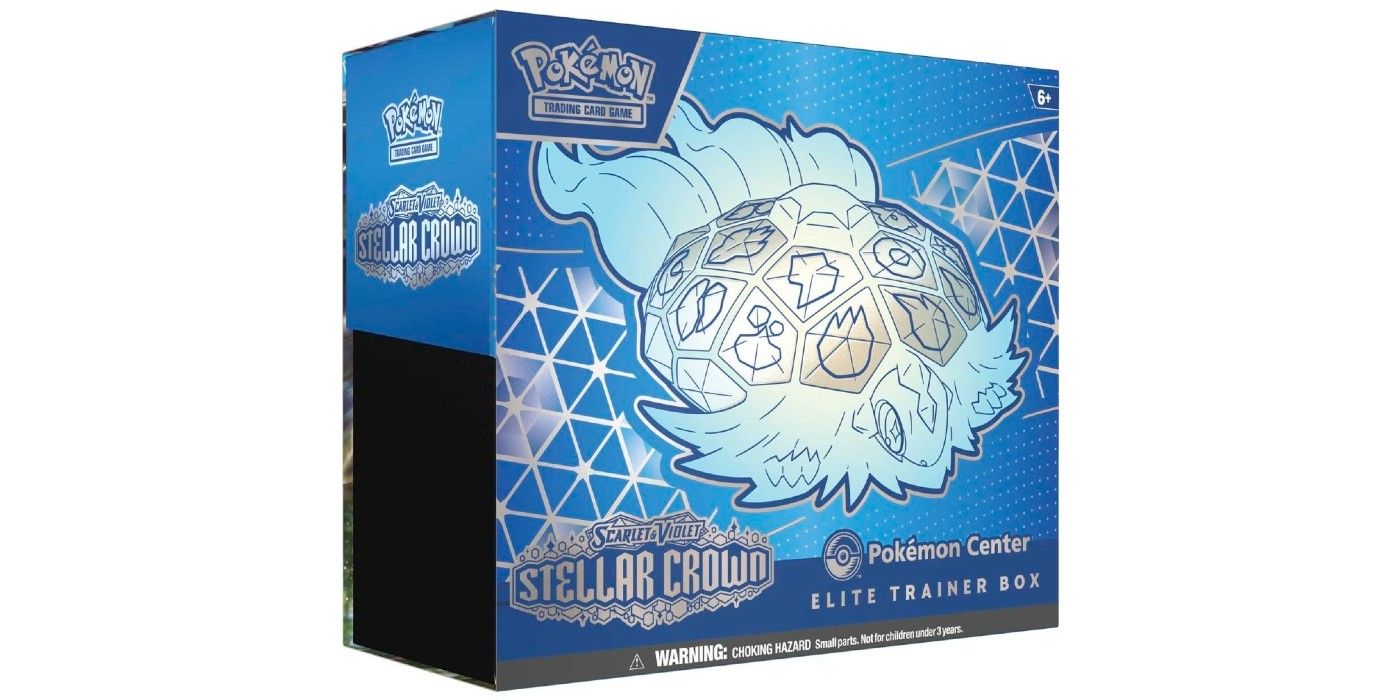 Elite Trainer Box do Pokémon Trading Card Game para a expansão Stellar Crown, apresentando uma imagem de Terapagos.