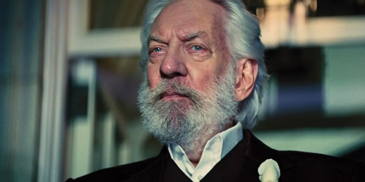 President Coriolanus Snow looking out over a crowd in The Hunger Games Catching Fire