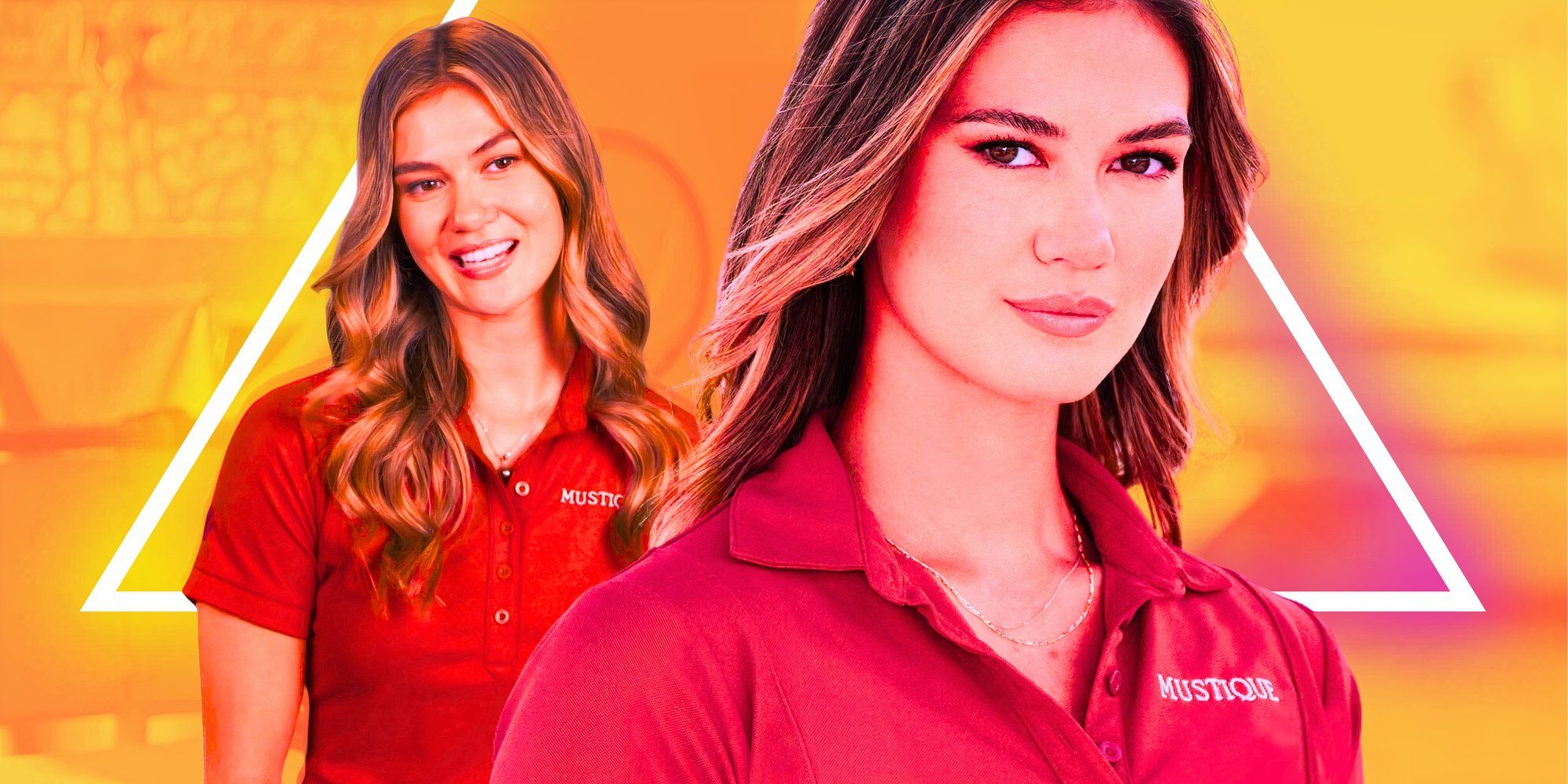 Below Deck Mediterranean Season 9 Gael Cameron montage in red shirt and yellow background