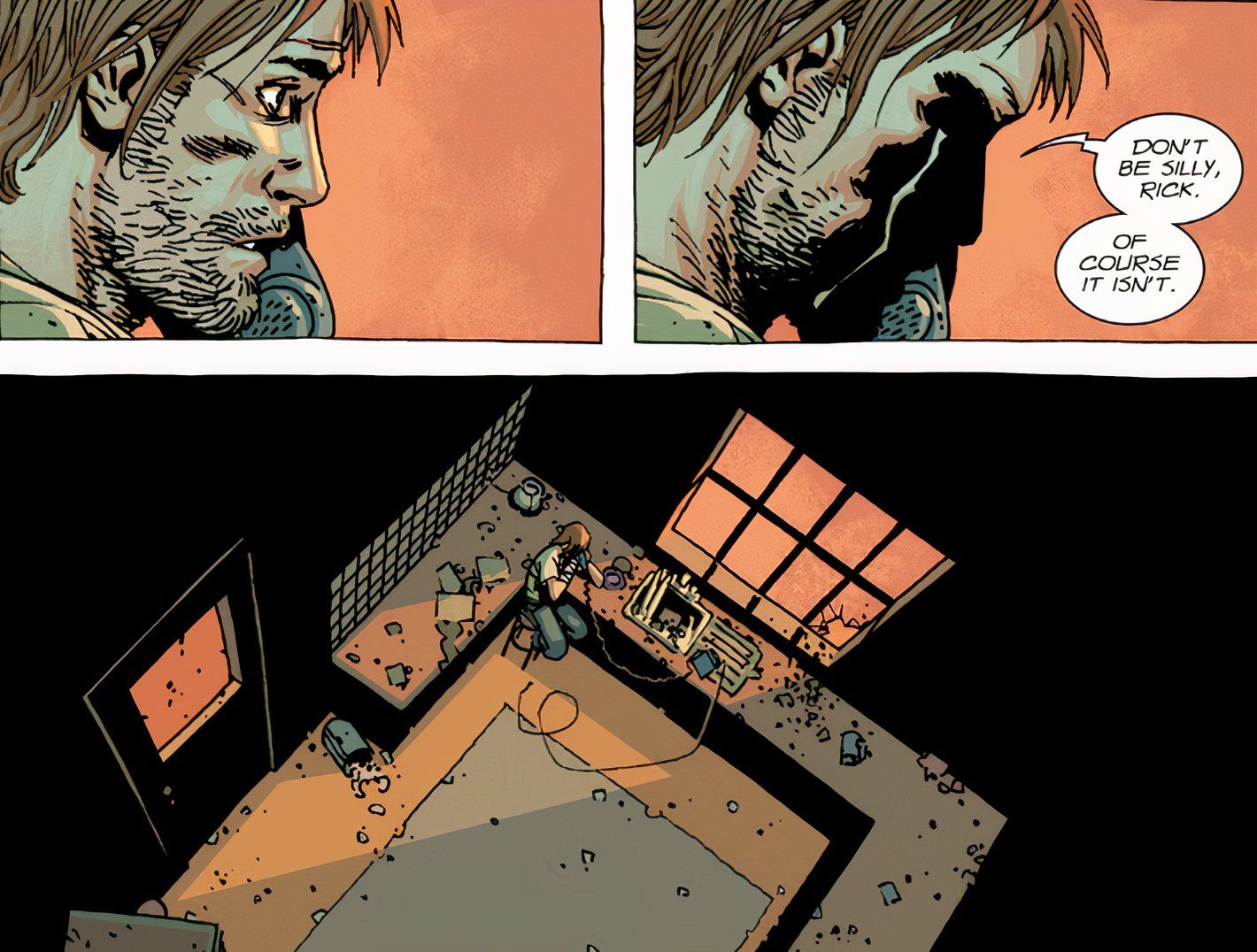 The Walking Dead Deluxe #51, Rick imagines Lori telling him that their conversation is not real