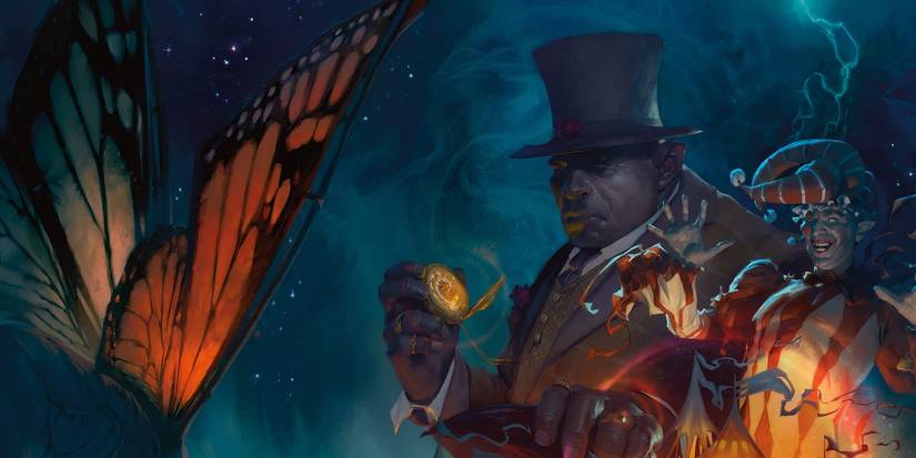 A Ringmaster looks over his macabre circus in official D&D artwork 