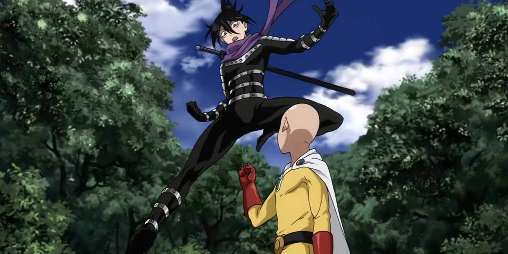 Saitama che sfonda Sonic in One Punch Man