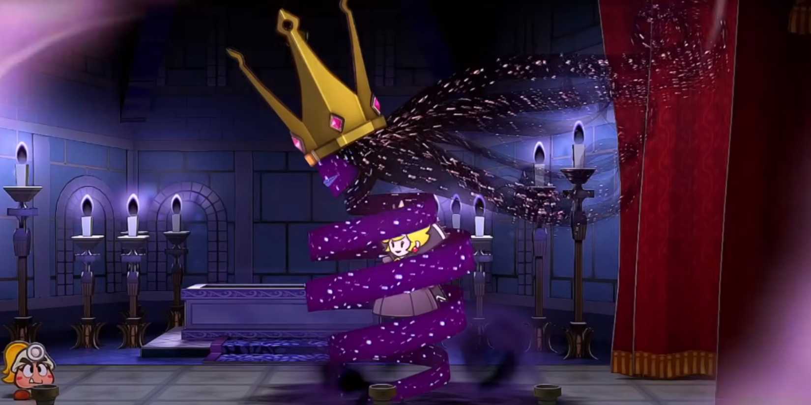 Batalha contra a Rainha Sombria em Paper Mario