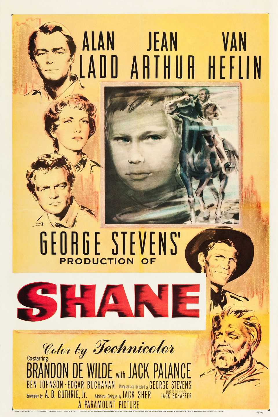 Shane (1953) - Poster - Alan Lado, jean Arthur & Van Heflin