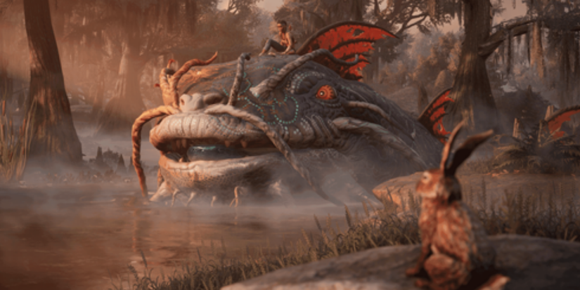 A giant fish swimming through a river in South of Midnight.