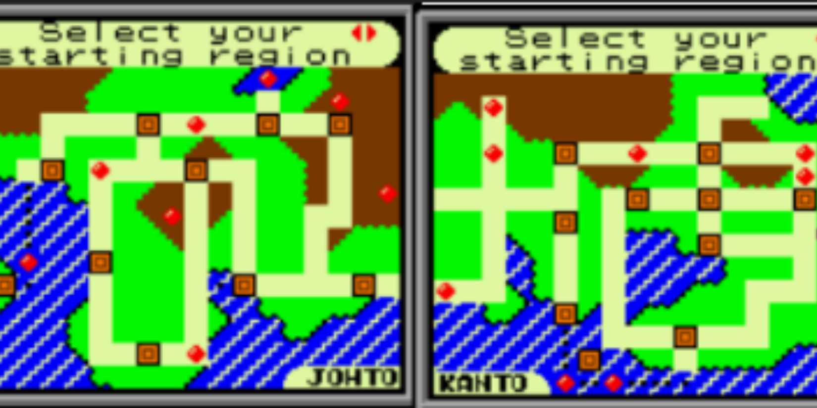 Starting regions in Pokemon Crystal Clear