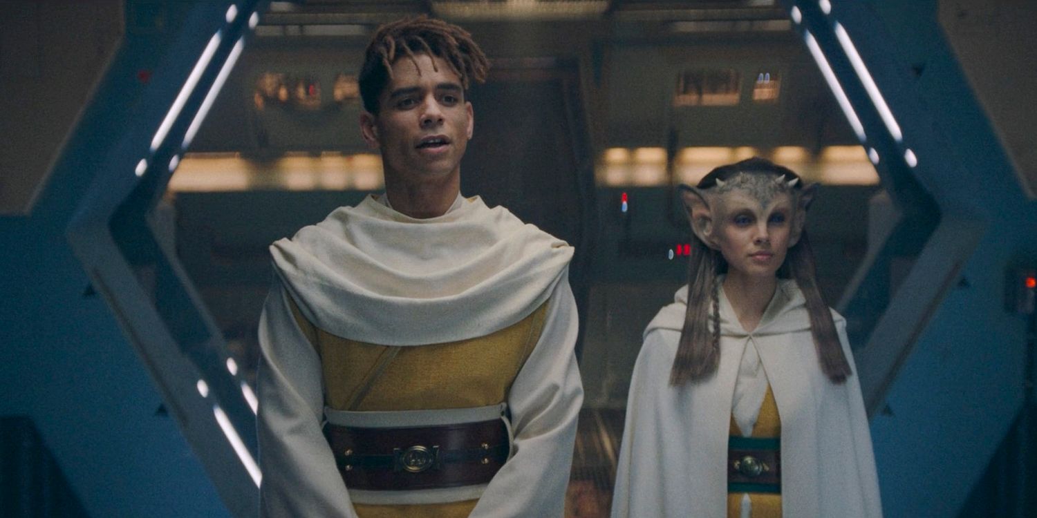 Yord Fandar (Charlie Barnett) and Tasi Lowa (Thara Schöön) in The Acolyte Season 1, episode 1