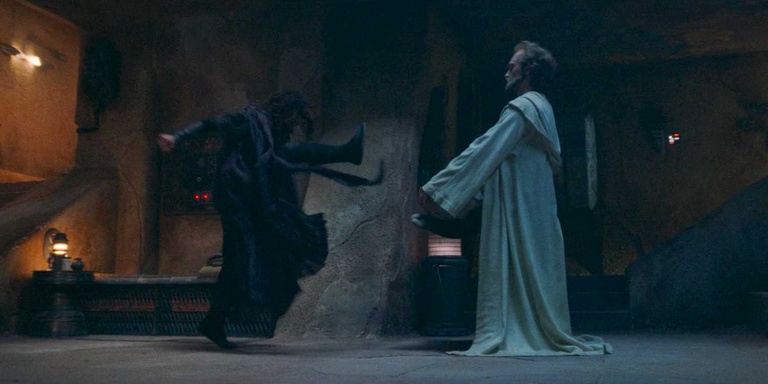 Mae (Amandla Stenberg) trying to fight against Master Torbin (Dean-Charles Chapman) in The Acolyte Season 1 episode 2