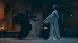 Mae (Amandla Stenberg) trying to fight against Master Torbin (Dean-Charles Chapman) in The Acolyte Season 1 episode 2