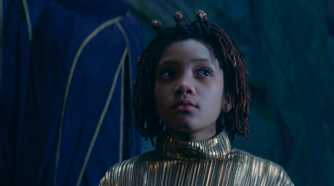 Little Mae (Leah Brady) in the outfit for the Ascension Ceremony in The Acolyte season 1 episode 3