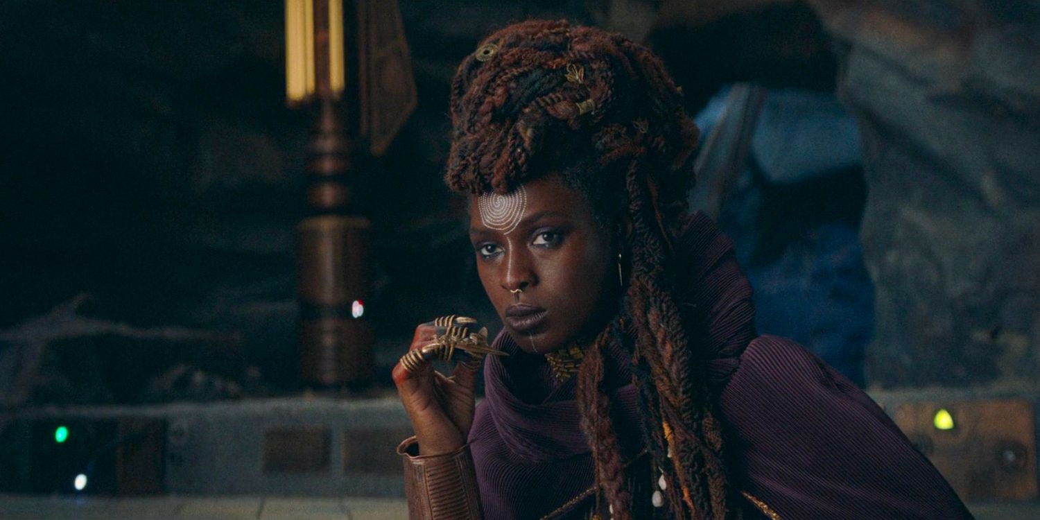 Mother Aniseya (Jodie Turner-Smith) looking worried in The Acolyte season 1 episode 3