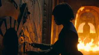 Little Osha (Lauren Brady) trying to escape her room as it catches fire in The Acolyte season 1 episode 3
