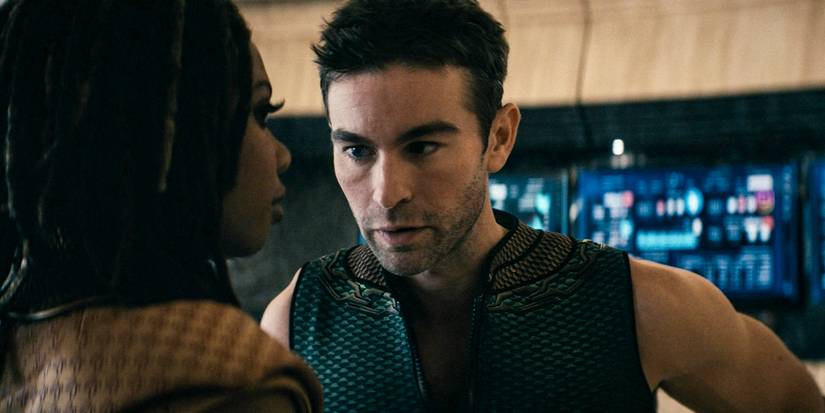 The Deep (Chace Crawford) staring intently at Sage (Susan Heyward) in The Boys season 4 episode 4