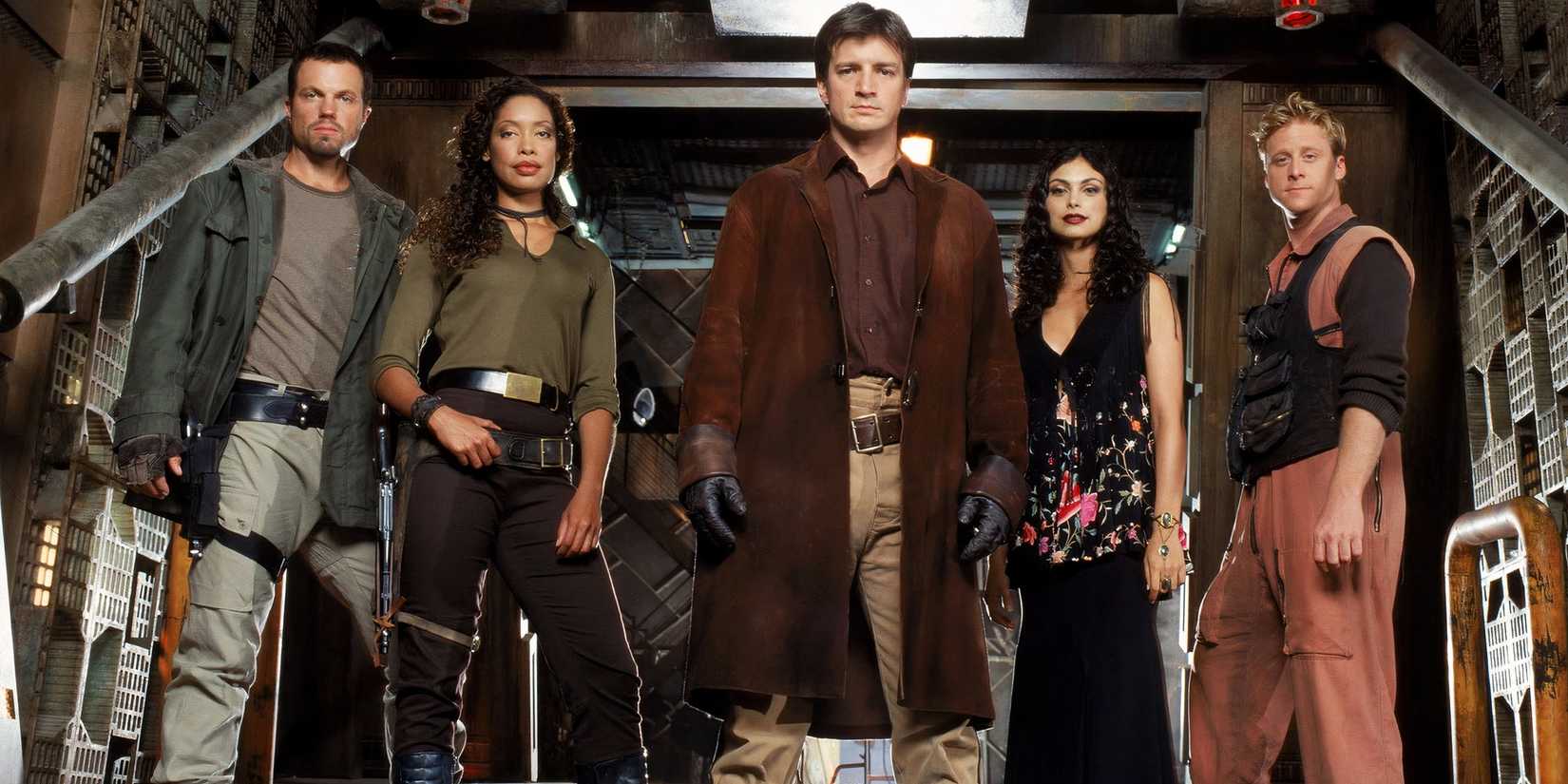 Jayne. Zoe, Mal, Inara, and Wash on Serenity in Firefly