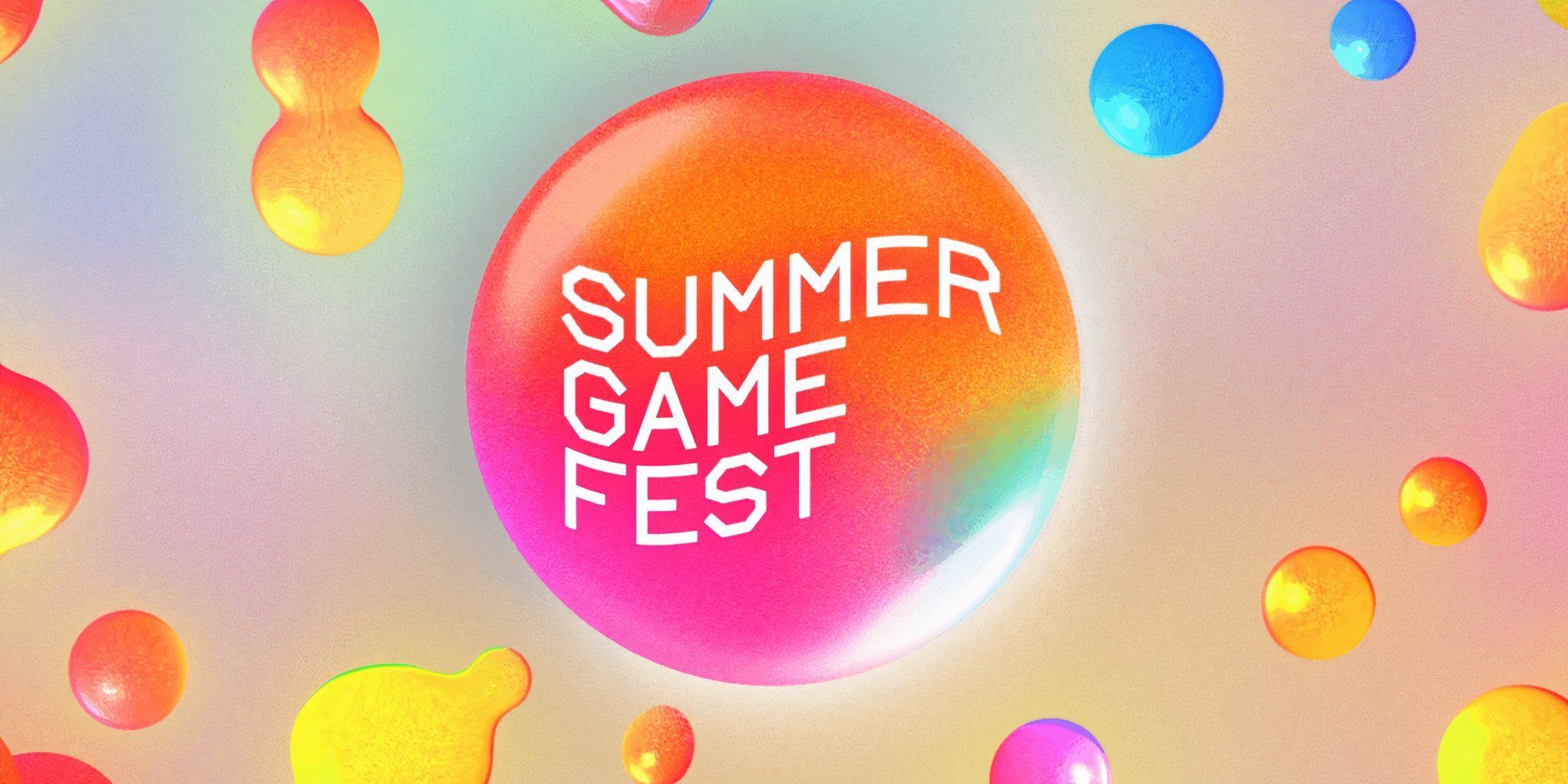 Summer Game Fest Where When To Watch Date Time Streaming Info The Logo For Summer Game Fest 2024 Showing Red Orange Yellow And Blue Droplets Surrounding A Central Circle With Summer Game Fest Written Inside It All On A Pink Background Jpg 