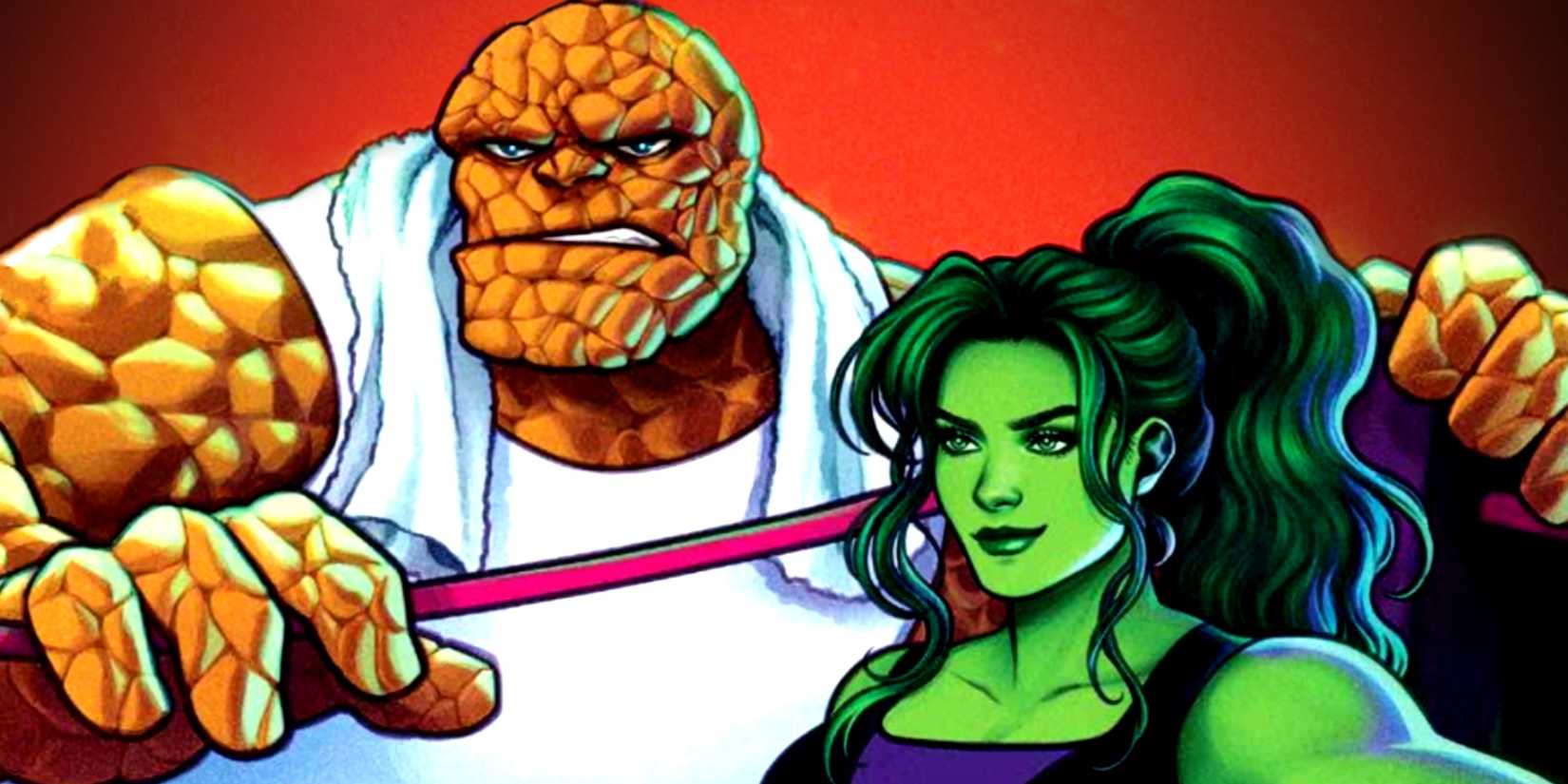 Thing Comic Boxing New She-Hulk Combines the Thing's Rock Skin and Hulk's Gamma Powers