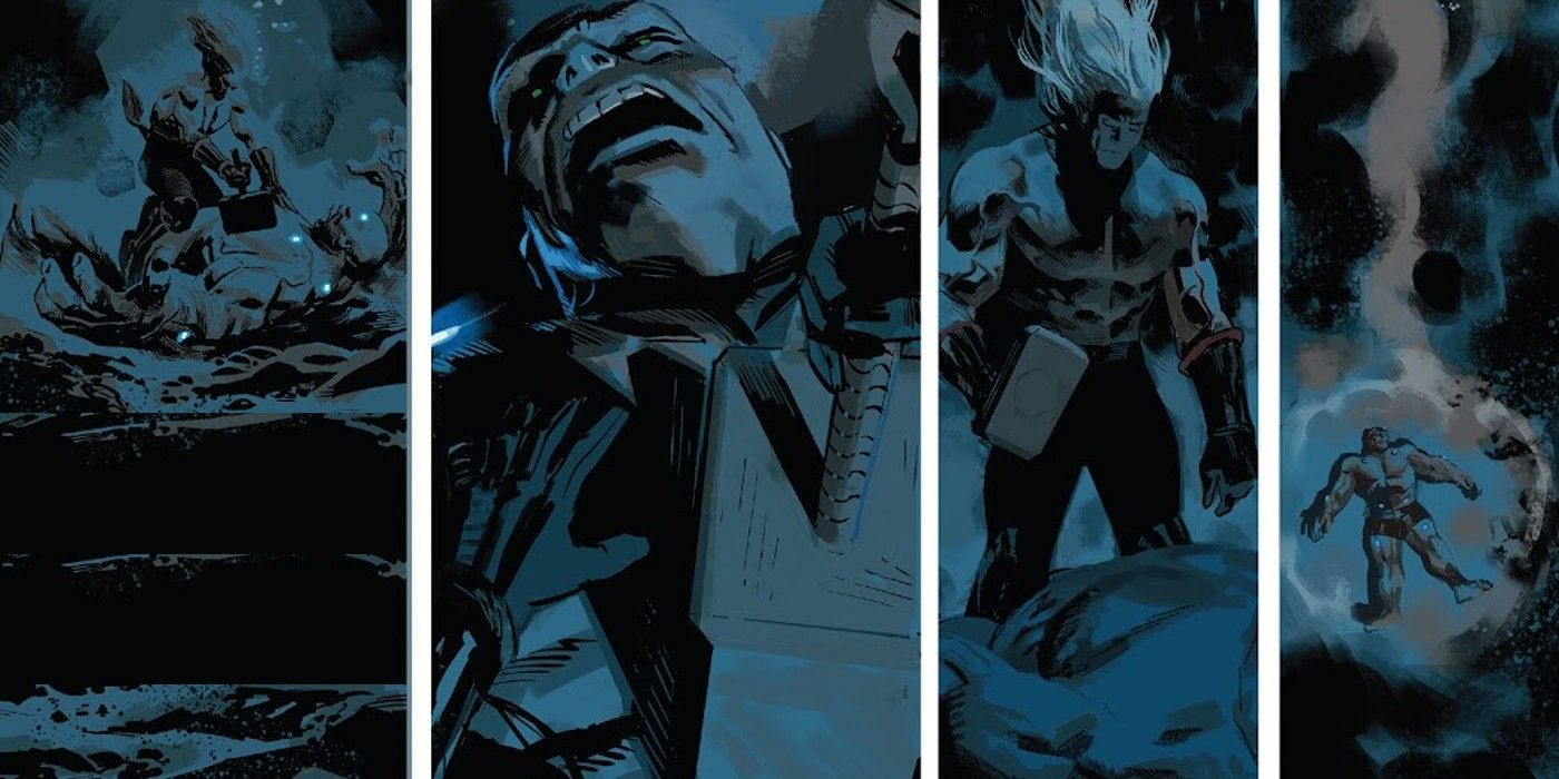 Thor che affoga Hulkl nel mare