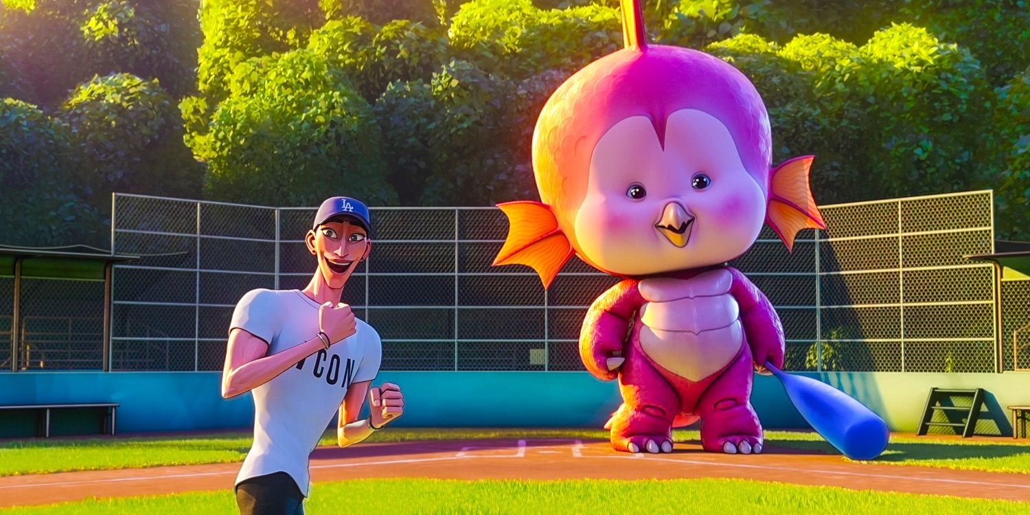 Ken Sato and Baby Kaiju playing baseball in Ultraman: Rising