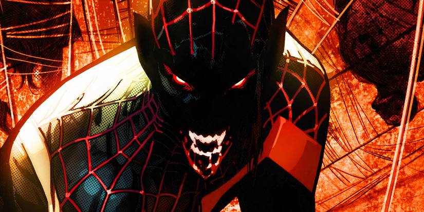 Vampire Miles Morales bears his fangs in a close up from Marvel Comics' Blood Hunt