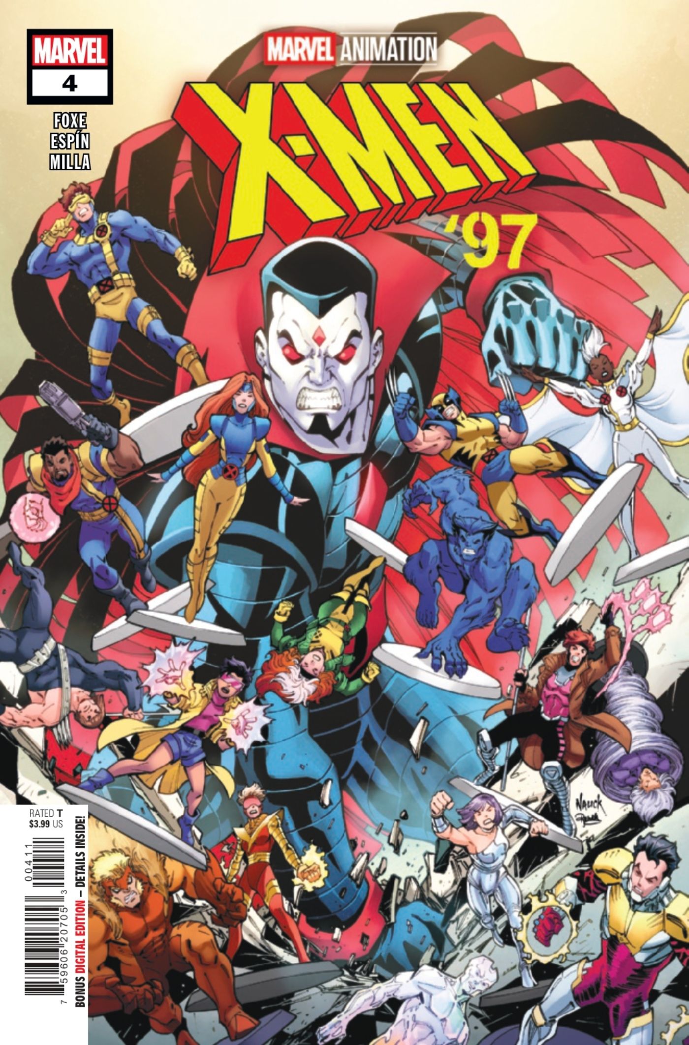 X-Men '97 #4 cover featuring the X-Men with Mr. Sinister looming above them.